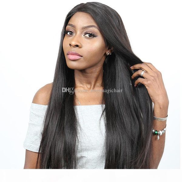360 full lace human hair wigs pre plucked 8a brazilian remy lace front human hair wigs natural color straight human hair wigs, Black;brown